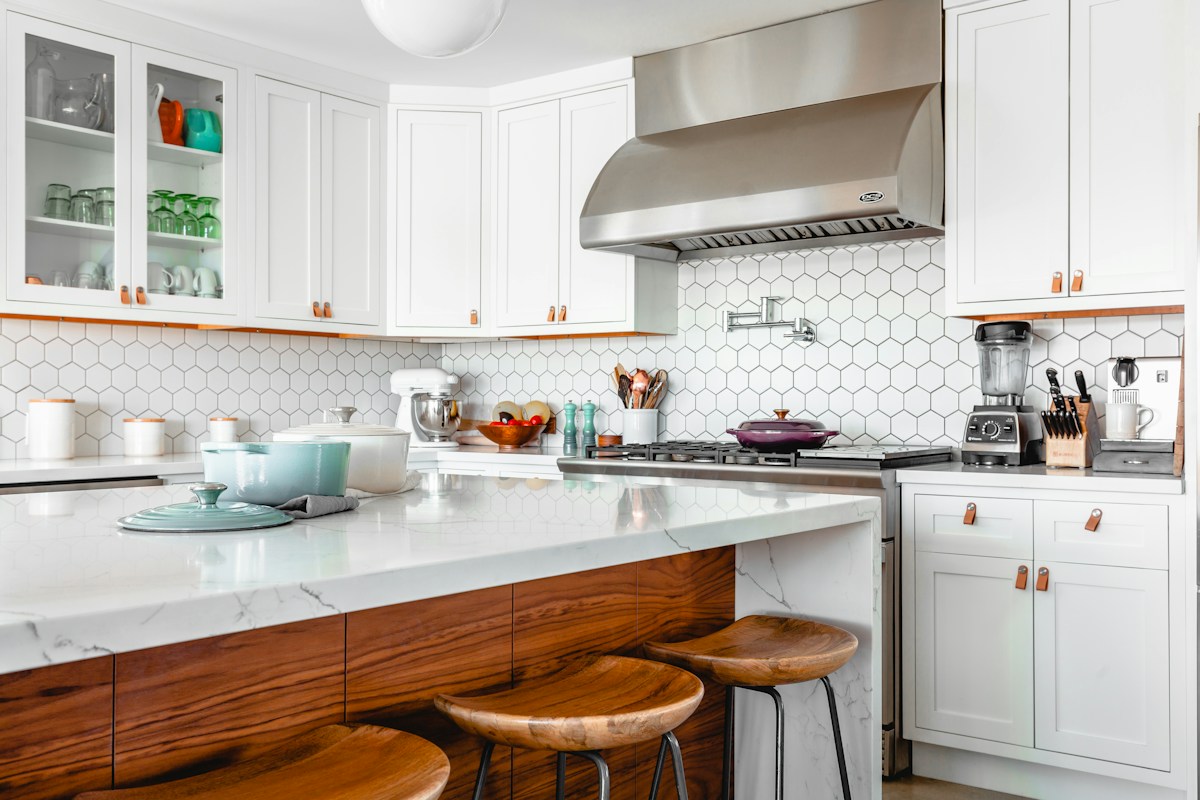 Bright kitchen with wood accents